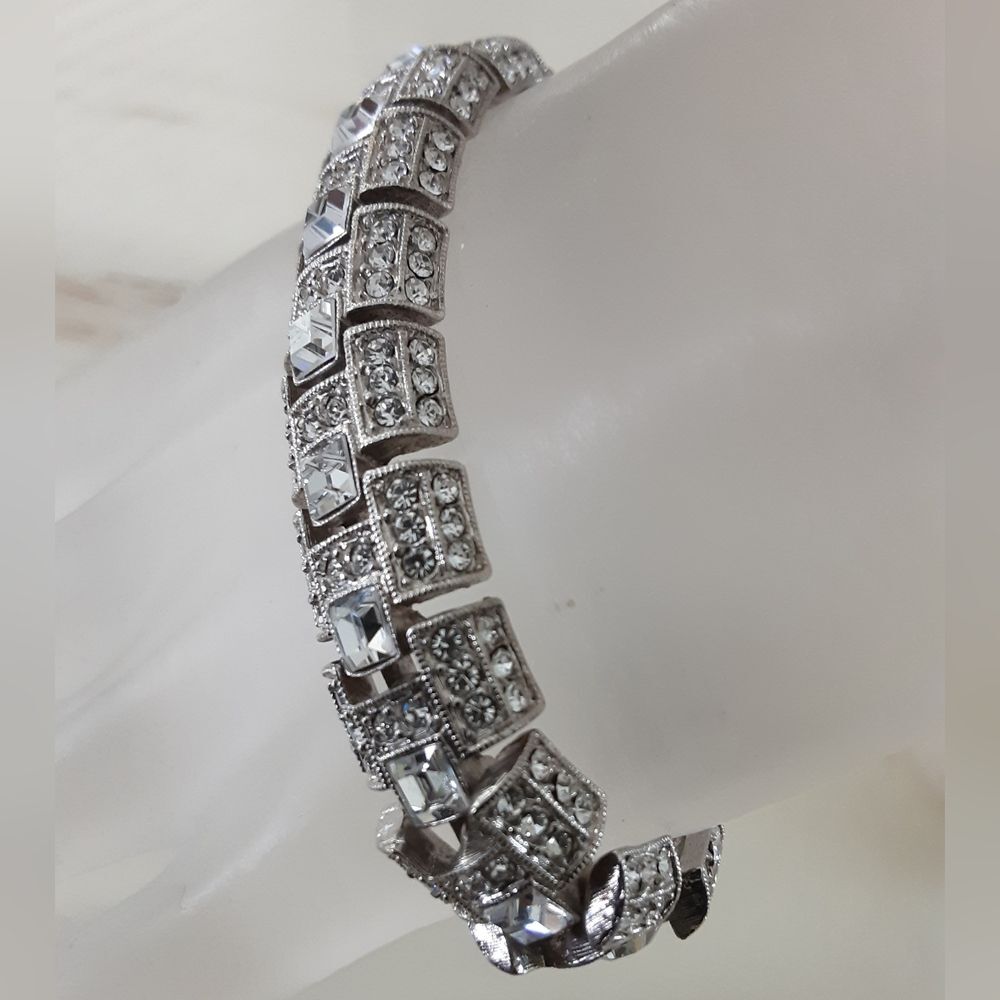 JOAN RIVERS Art Deco Crystal  Link Bracelet Sz 7.5"